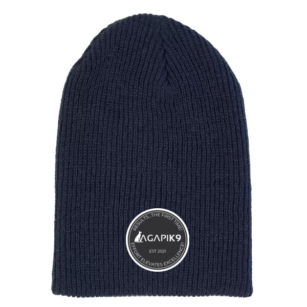 AGAPIK9 Longer Length Knit Beanie with Woven Patch  Thumbnail